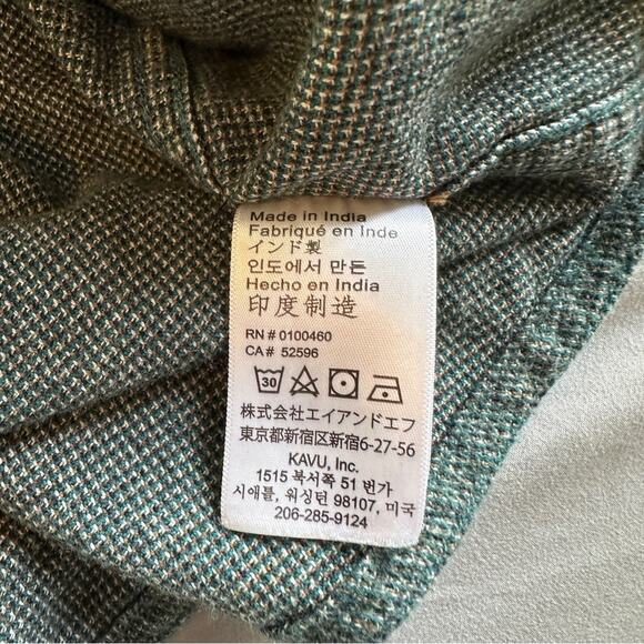 Kavu Flannel Shirt Mens Large Silverton Button Down Plaid Knit Green Large - Picture 6 of 10